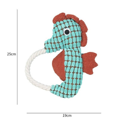 Petkin - Interactive Plush Seahorse Squeaky Dog Toy
