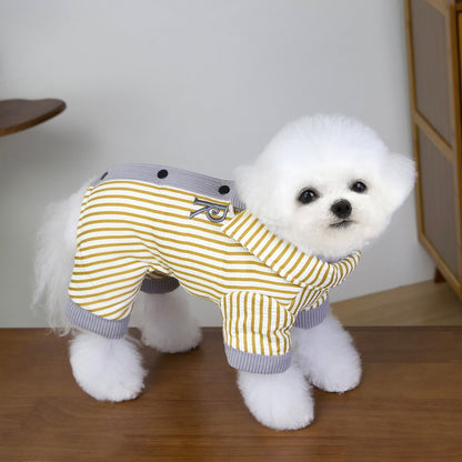 Ozzie - Button Front Striped Dog Shirt Romper