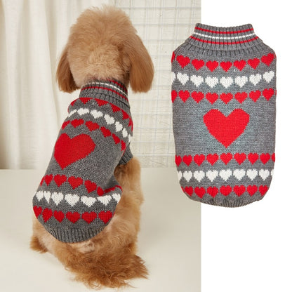 Ozzie - Heart Pattern Turtleneck Knit Pet Sweater