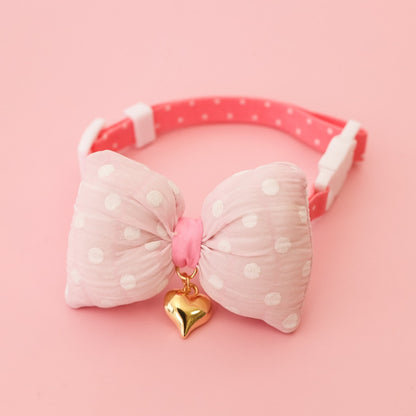 Mokka - Plaid or Polka Dot Bow Bell Pet Collar