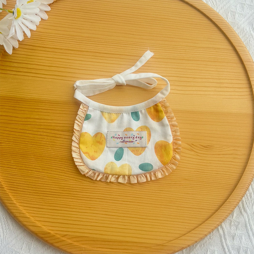 Mokka - Heart Print Tie On Cat Bib