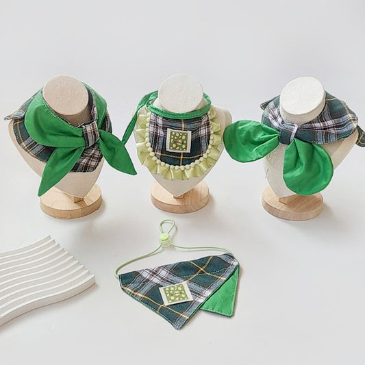 Mokka - Edgy Style Green Plaid Pet Bib
