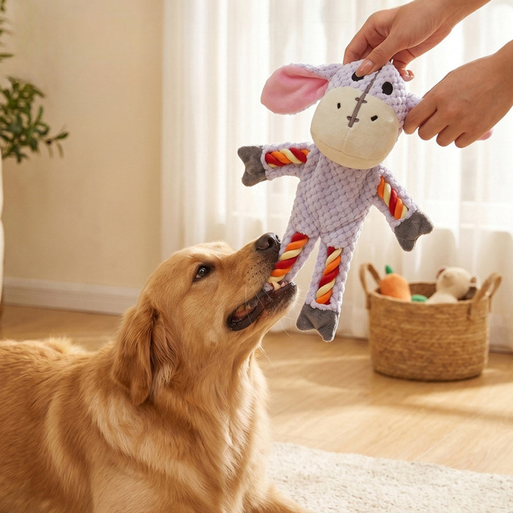 Petkin - Animal Shape Dog Rope Squeaky Plush Toy