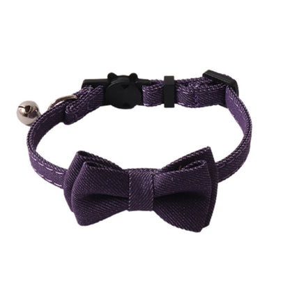 Mokka cat collar featuring striped bow tie and breakaway buckle