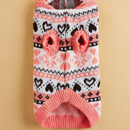 Ozzie - Heart Snowflake Knit Look Pet Sweater