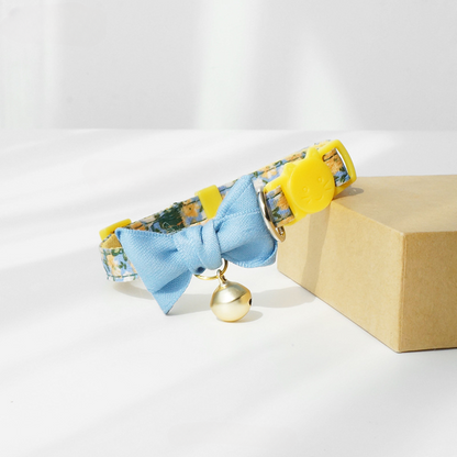 Mokka floral adjustable cat collar with metal buckle and ring