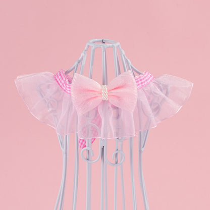 Mokka - Sheer Ruffled Bow Cat Collar