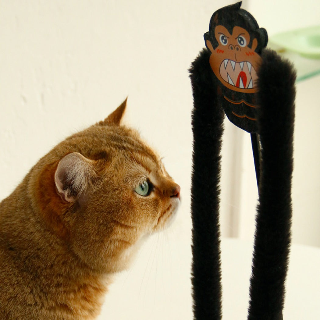 Moo – Black Gorilla Plush Wand Cat Toy
