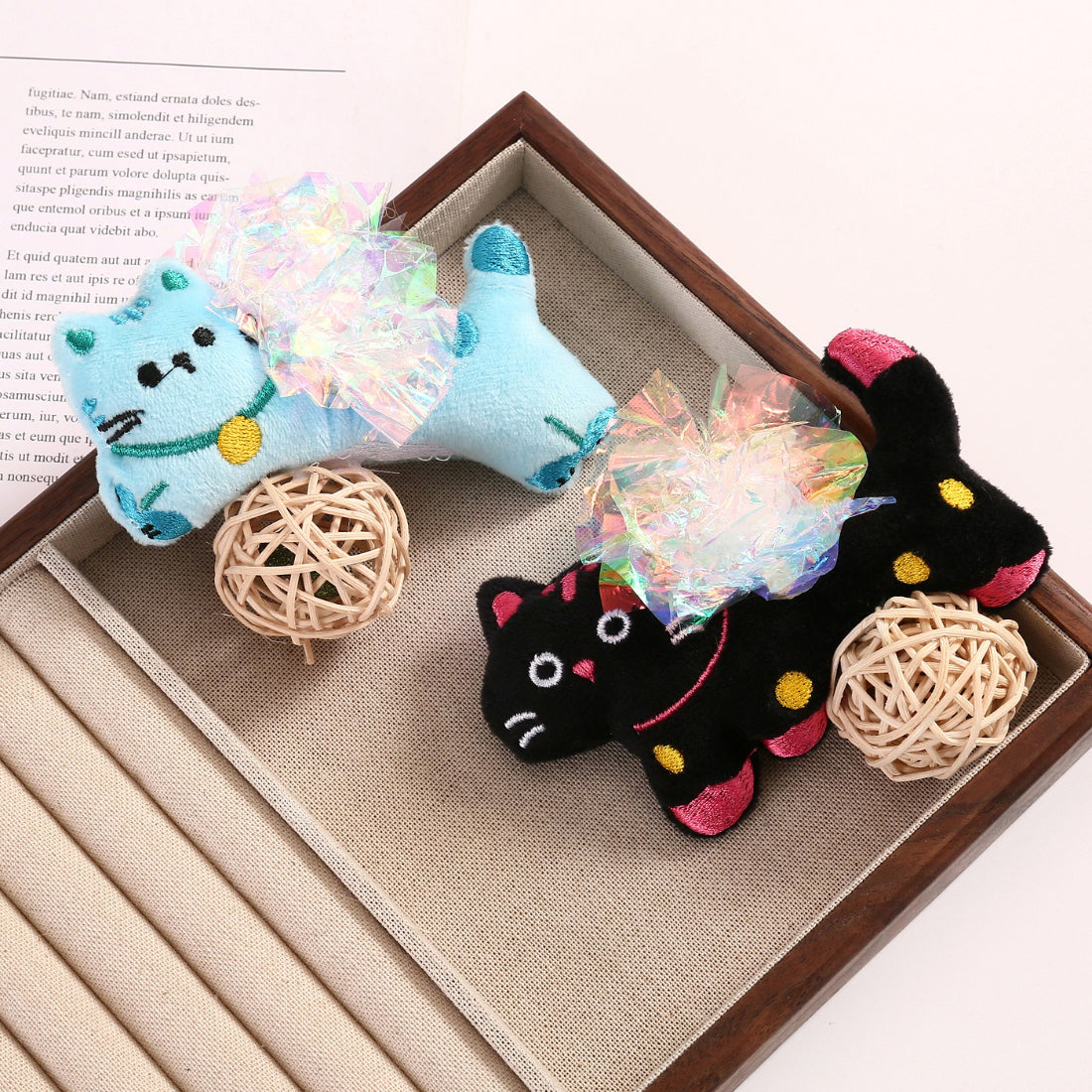 Moo interactive plush cat toy with crinkle fabric and soft fur texture