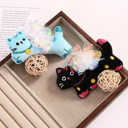 Moo interactive plush cat toy with crinkle fabric and soft fur texture