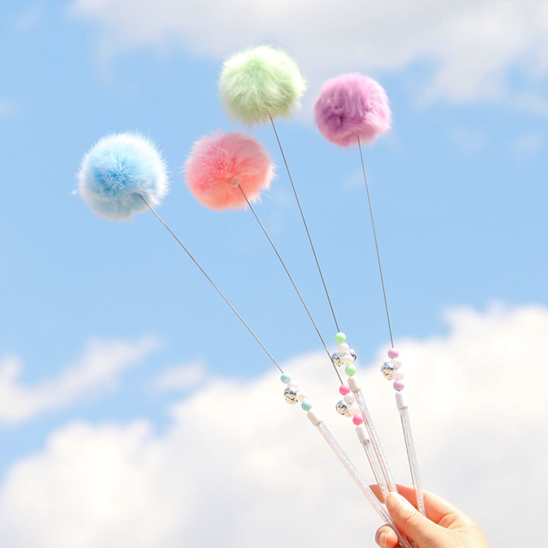 Moo - Colorful Pom-Pom Cat Teaser Wand