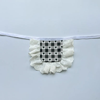 Mokka - Heart-Check Scalloped Trim Pet Neckwear