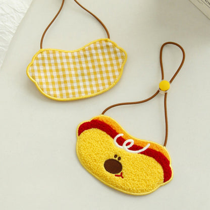 Mokka cartoon bib collar for cats displayed on a flat surface with bright colors