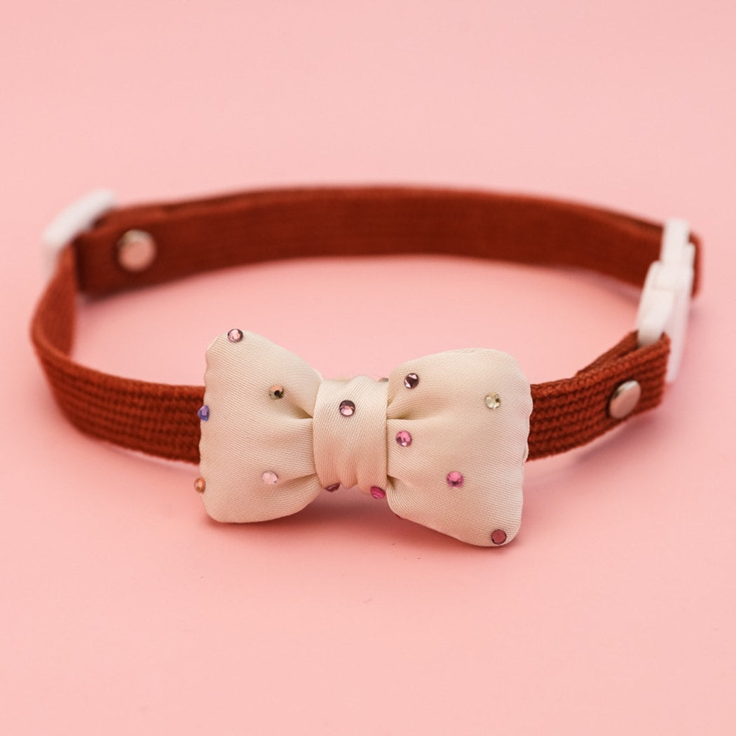 Mokka - Sparkle Bow Accent Cat Collar