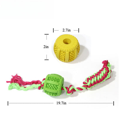 Petkin chew toy with thick rope and rubber ball designed for dogs