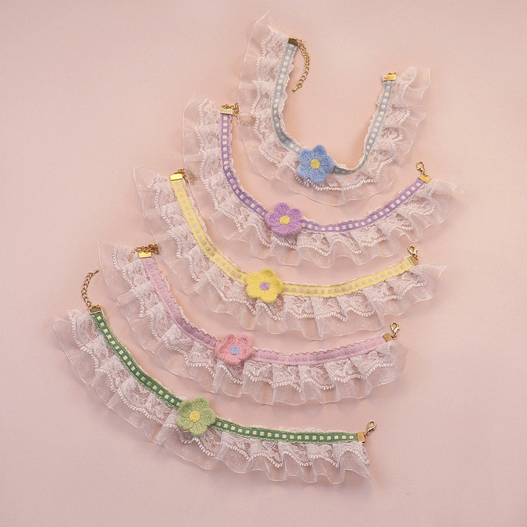 Mokka - Floral Lace Ruffle Decorative Cat Collar