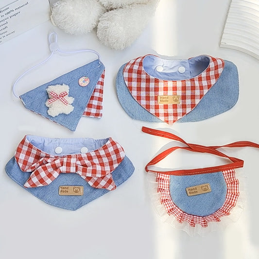 Mokka - Denim Style Plaid Pet Bandana Collar