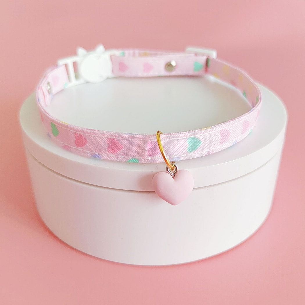 Mokka - Heart Print Pendant Decorative Cat Collar