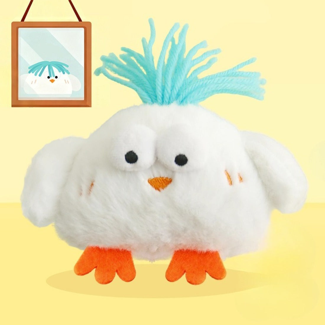 Moo – Fuzzy White Chicken Cat Toy