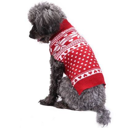 Ozzie - Festive Snowflake Heart Pattern Dog Sweater