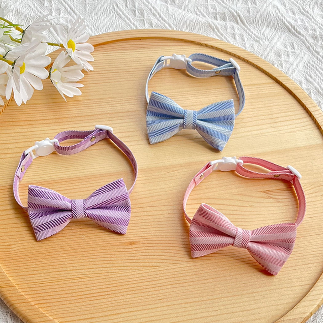 Mokka - British Style Striped Bow Cat Collar