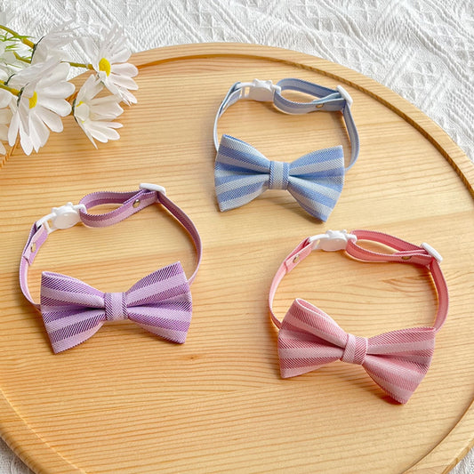 Mokka - British Style Striped Bow Cat Collar