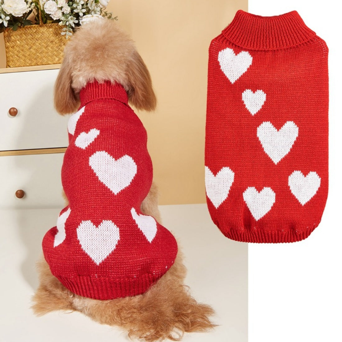 Ozzie - Valentine's Day Heart Pattern Pet Sweater