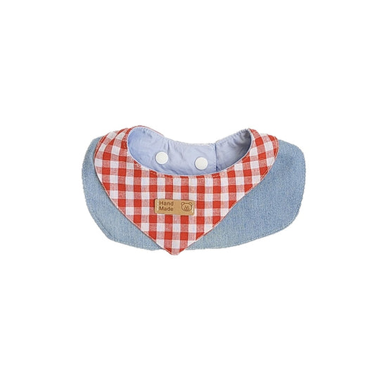 Mokka - Denim Style Plaid Pet Bandana Collar