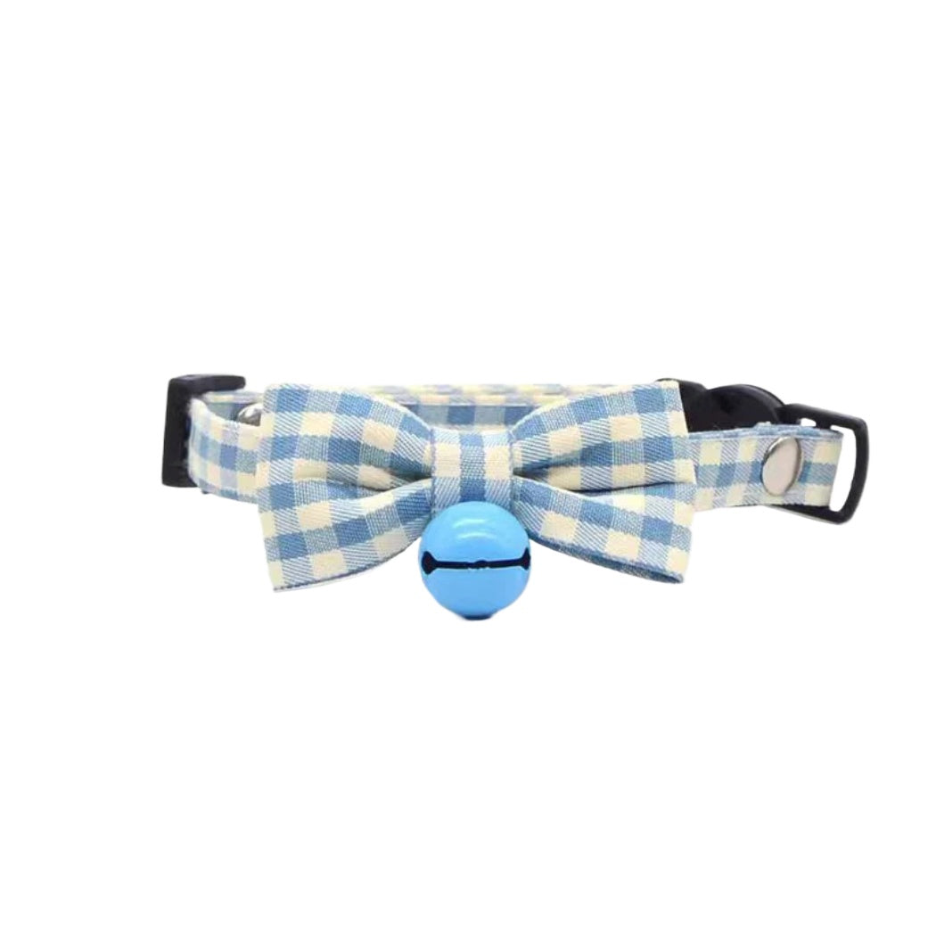 Mokka - Gingham Check Bow Breakaway Cat Collar
