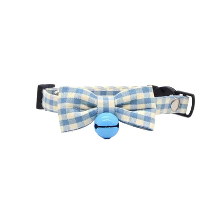 Mokka - Gingham Check Bow Breakaway Cat Collar