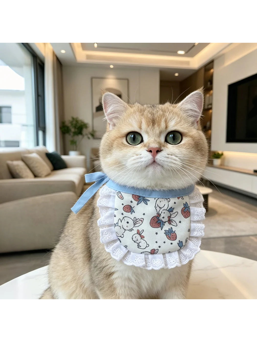 Mokka - Patterned Eyelet-Lace Ruffle Cat Neckwear