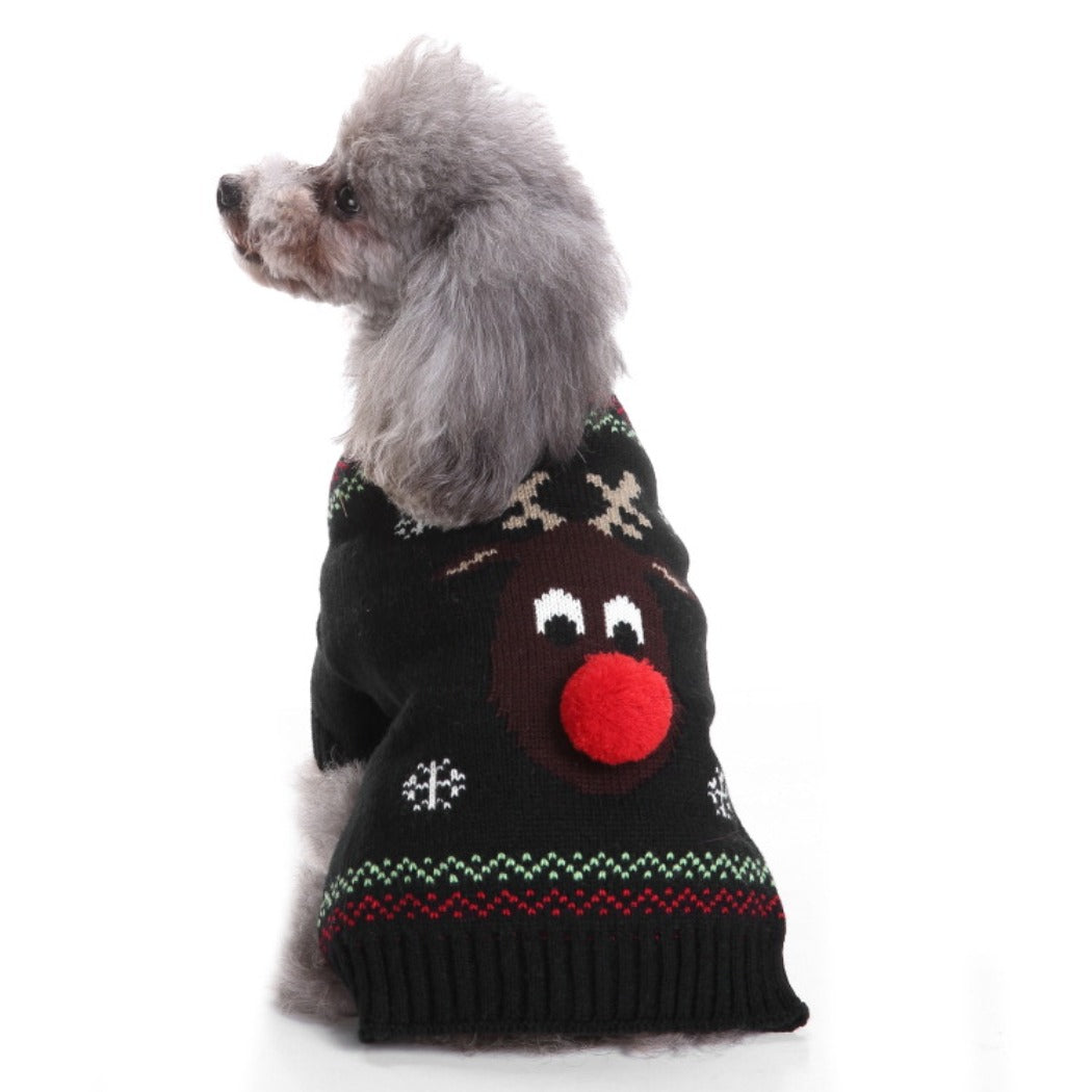 Chrismoo -  Black Christmas Reindeer Dog Sweater for small & medium dogs