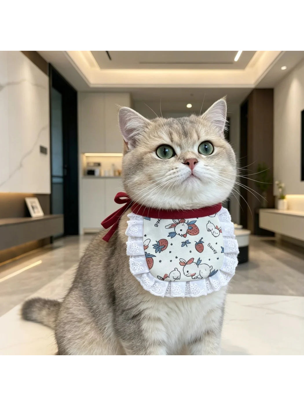 Mokka - Patterned Eyelet-Lace Ruffle Cat Neckwear