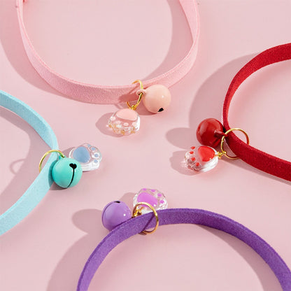 Mokka - Paw Charm Bell Accent Solid Cat Collar
