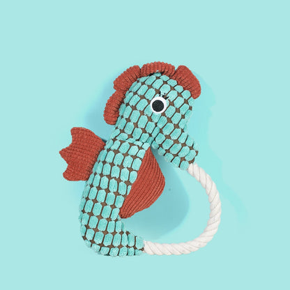 Petkin - Interactive Plush Seahorse Squeaky Dog Toy