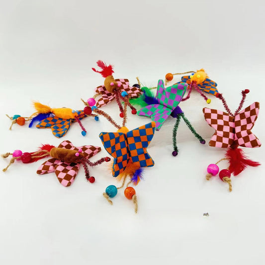 Moo - Rope Bead Feather Butterfly Cat Toy