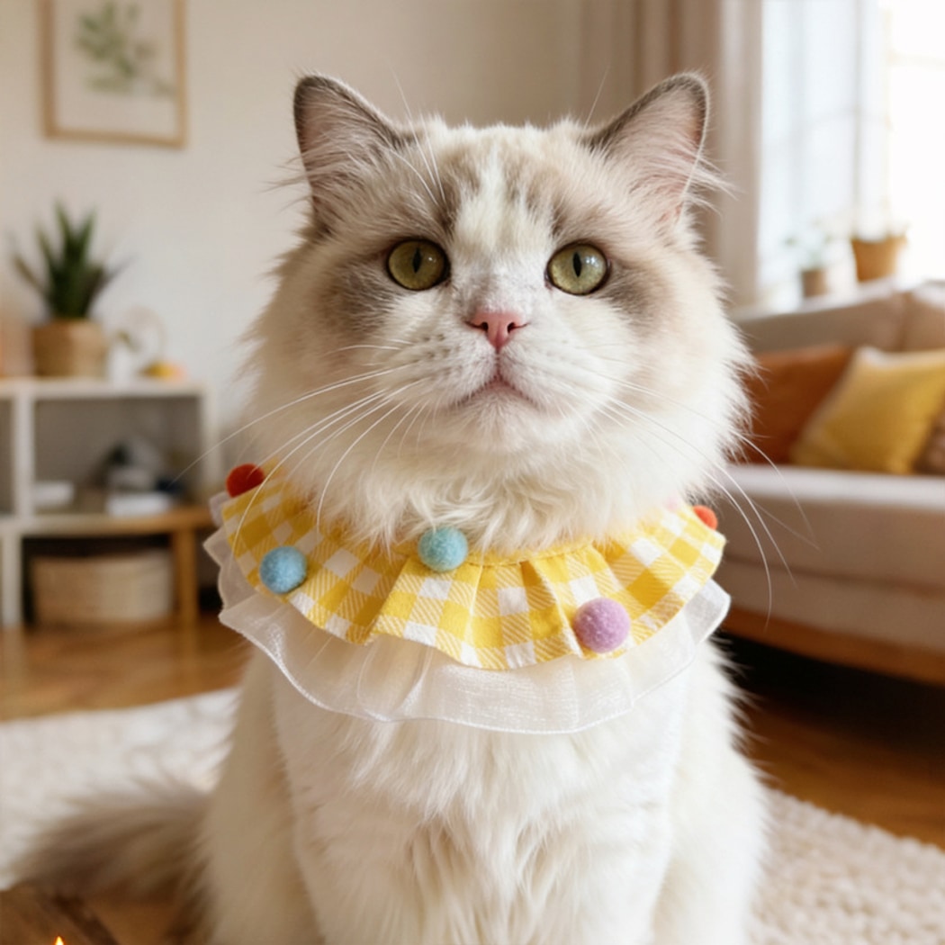Mokka - Ruffle Edge Plaid Pet Collar