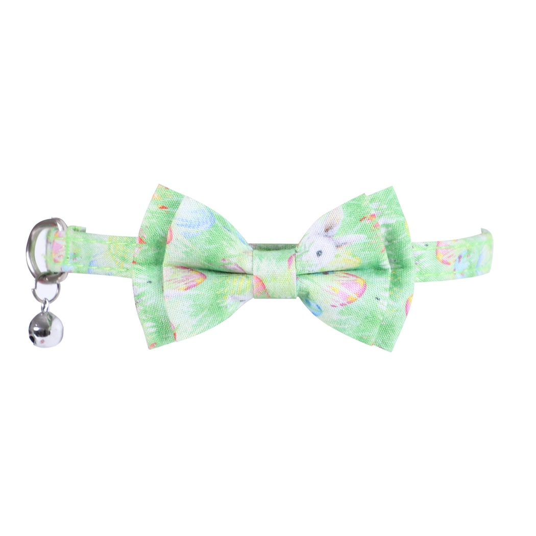 Mokka - Rabbit Print Bow Detail Pet Cat Collar
