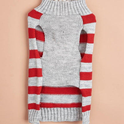 Ozzie - Striped Zip Front Pocket Detail Dog Sweater