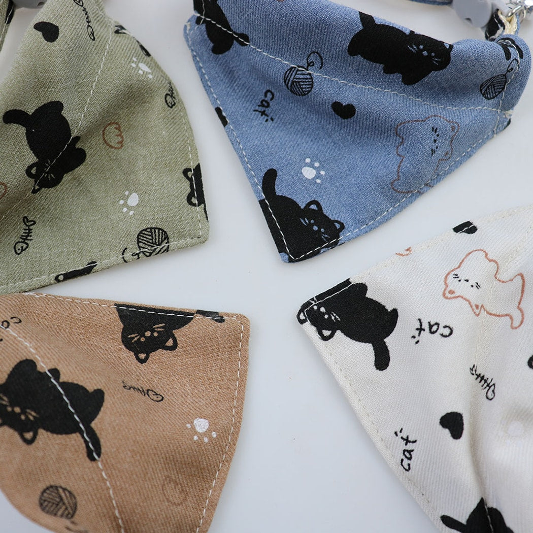 Mokka - Cartoon Cat Print Pet Bandana Collar