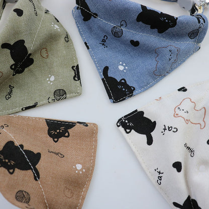 Mokka - Cartoon Cat Print Pet Bandana Collar