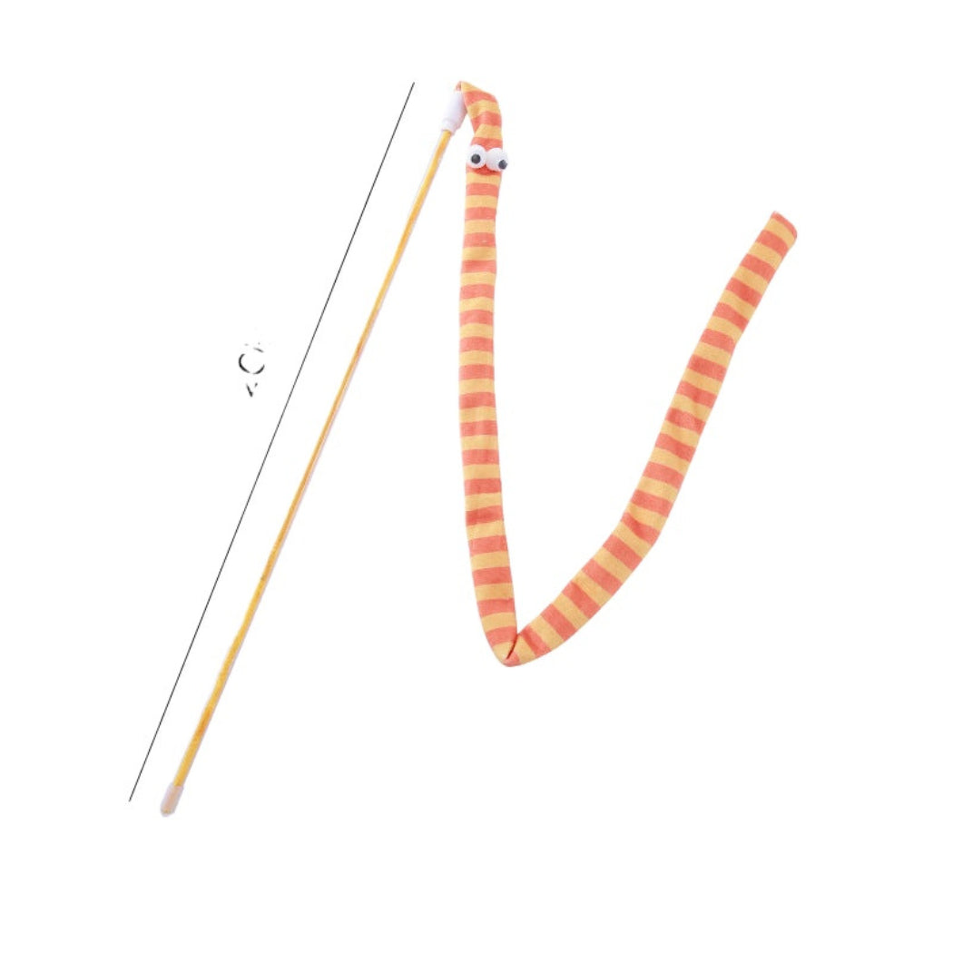 Moo - Fuzzy Striped Wand Cat Toy