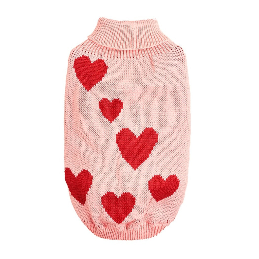 Ozzie - Heart Pattern Pet Knit Sweater Dress