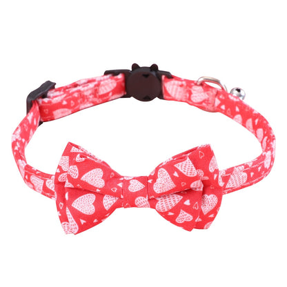 Mokka - Heart Print Bow Cat Collar