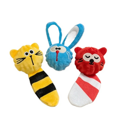 Petkin - Rabbit, Fox & Cat Fuzzy Ball Dog Toy