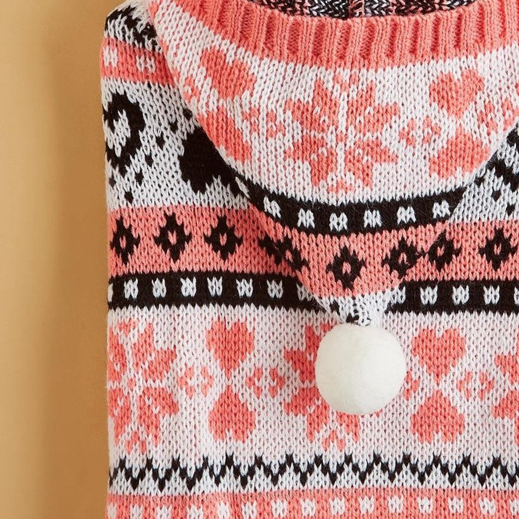 Ozzie - Heart Snowflake Knit Look Pet Sweater