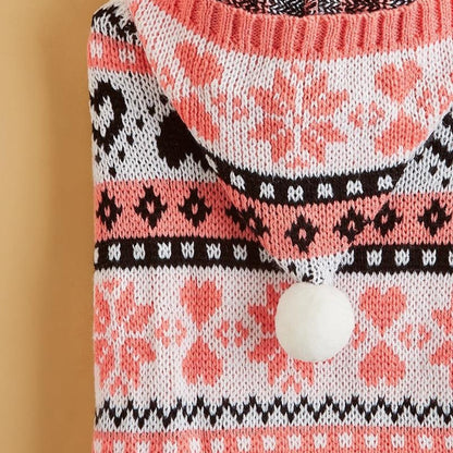 Ozzie - Heart Snowflake Knit Look Pet Sweater