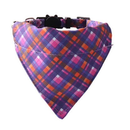 Close-up of Mokka Plaid Breakaway Cat Collar showing plaid fabric and breakaway clasp