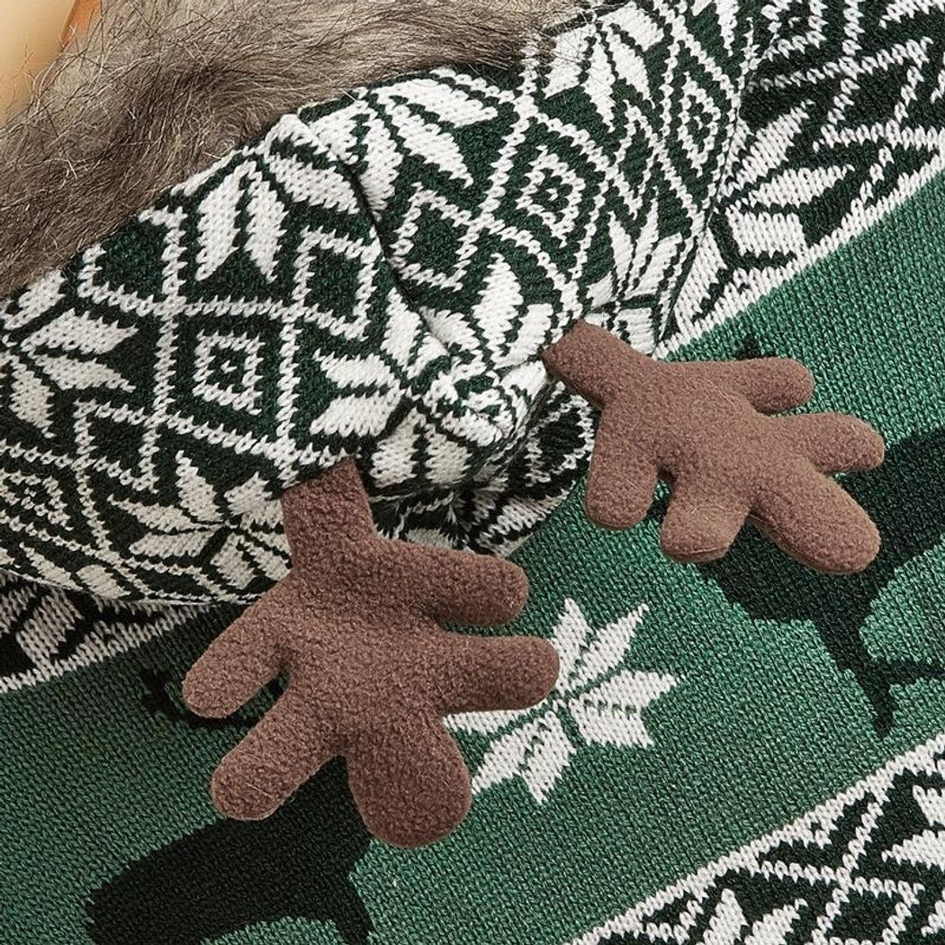 Christmoo - Christmas Snowflake Reindeer Knit Style Dog Sweater