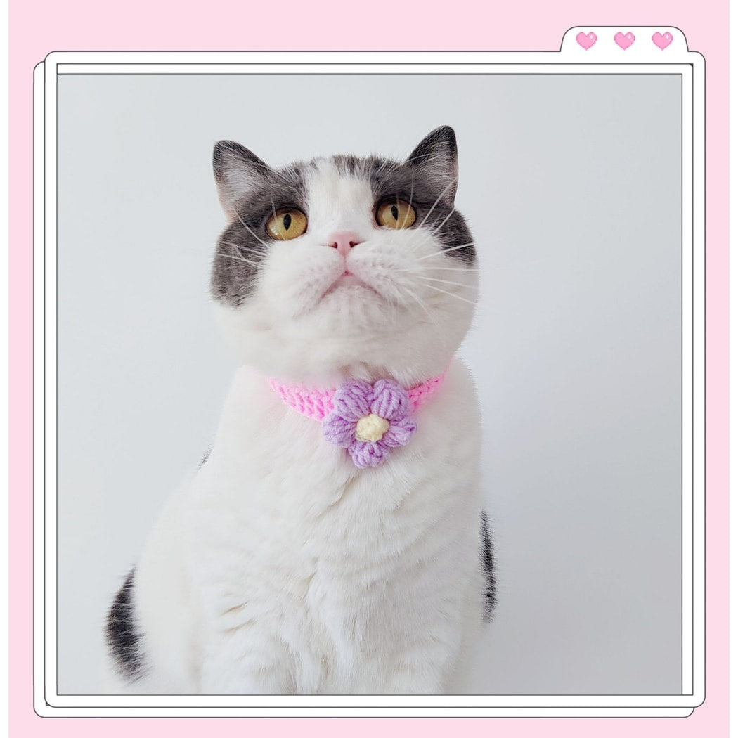 Mokka - Floral Knit Cat Decorative Collar